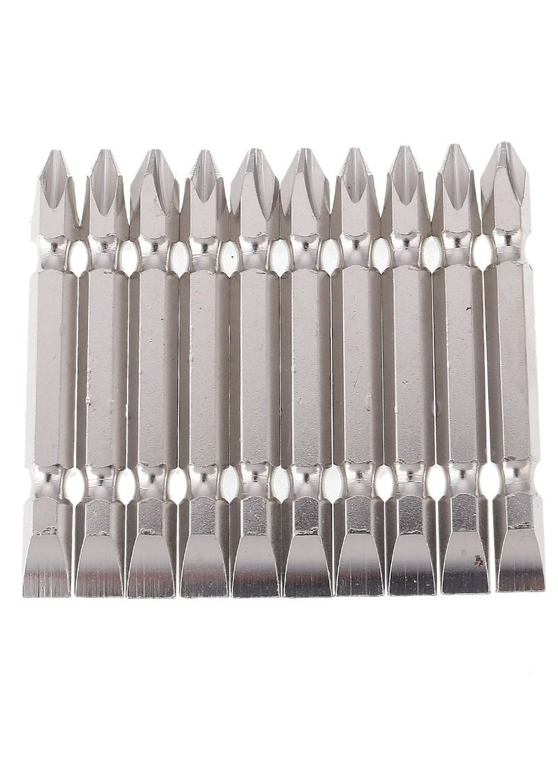 2-Packs of 10-Piece Double Sided Screwdriver Bits Set Silver 65milimeter