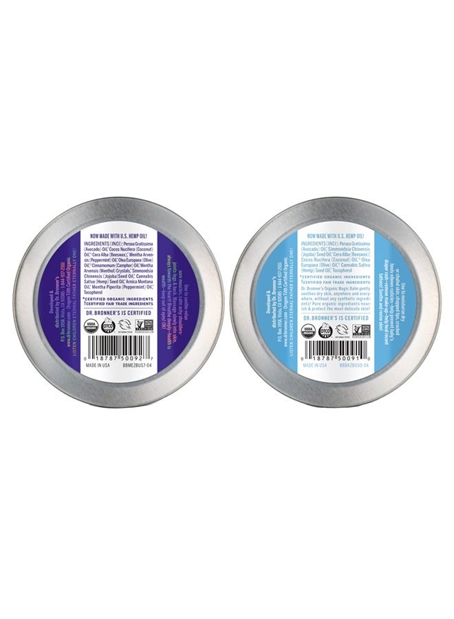 Dr. Bronner's Organic Magic Balm (2 oz Variety Pack) Arnica-Menthol & Baby Unscented - Made with Organic Beeswax & Hemp Oil, Moisturizes and Soothes Hands, Face & Body | 2 Count