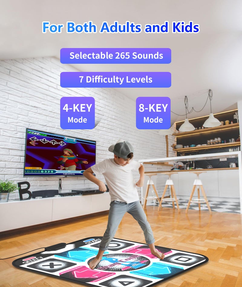 BEBAPOW USB Dance Mat for PC/Computer, Upgraded Dance Pad for Home Entertainment & Exercise, Dancing Game Installer Included, Only Compatible with Windows System (Pattern-A) - Image 5