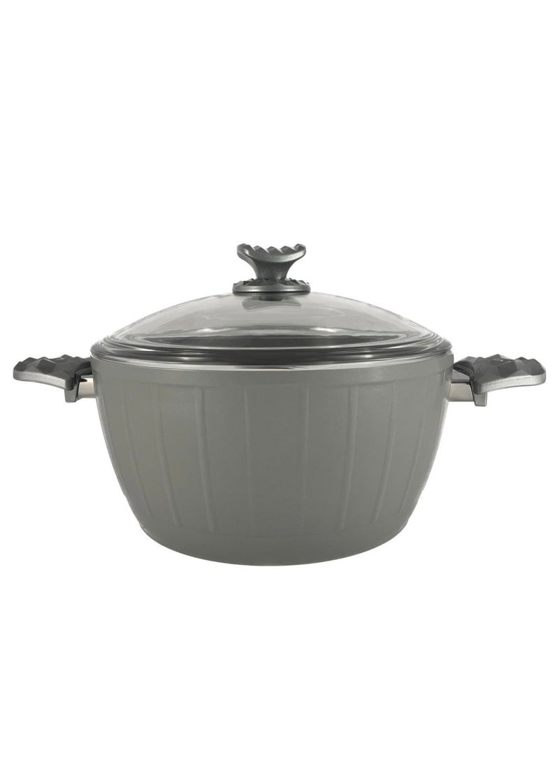 Homemaker 9-Piece Farah Cookware Set - Tempered Glass Lids - 3 Deep Pots - 1 Low Pot - 1 Frypan - Non-Stick Ceramic Surface - PFOA Free - Grey - Image 5