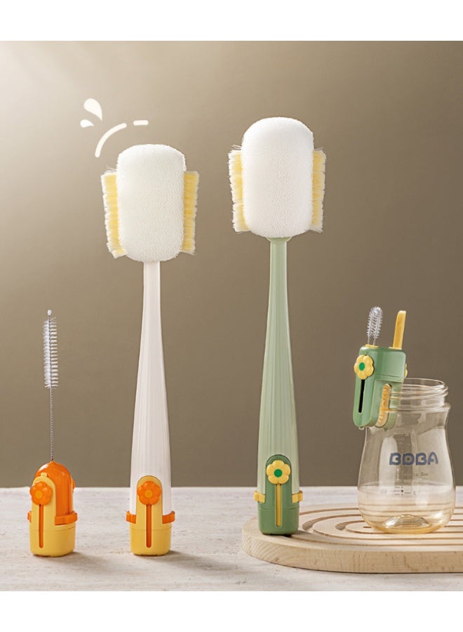 HOMESTAR 5-In-1 Multi-Function Green Cup Brush | 304 Stainless Steel Handle With Dual Bristles | 360° Rotating Deep Cleaning | For Bottles/Straws/Tea Cups | Stand Dry Base Included | Food-Grade Safe Material | Anti-Mold & Antibacterial | Ultimate Kitchen Cleaning Tool - Image 1