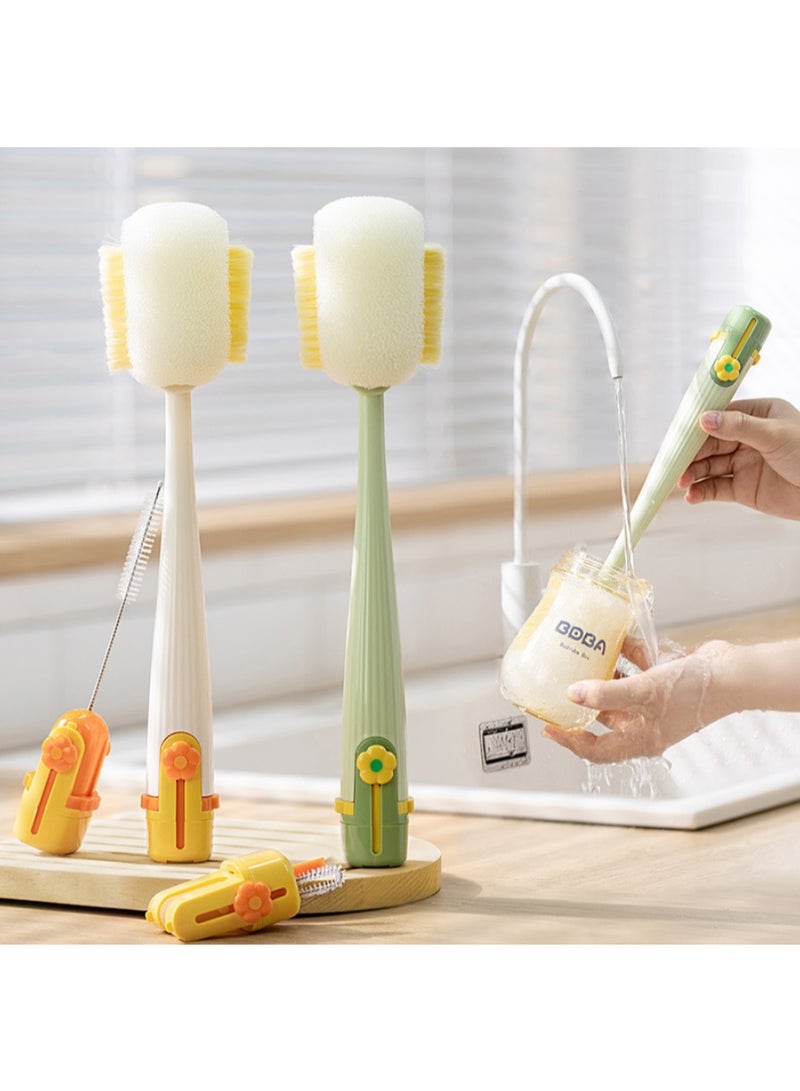 HOMESTAR 5-In-1 Multi-Function Green Cup Brush | 304 Stainless Steel Handle With Dual Bristles | 360° Rotating Deep Cleaning | For Bottles/Straws/Tea Cups | Stand Dry Base Included | Food-Grade Safe Material | Anti-Mold & Antibacterial | Ultimate Kitchen Cleaning Tool - Image 3
