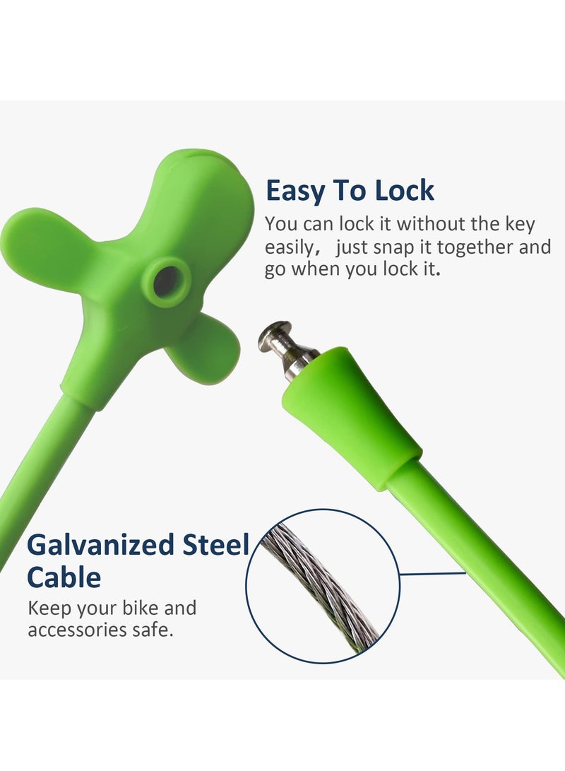 SOLARAE Cable Lock for Bike, Cable Lock with Silicone Covered Kids Cable Lock Cartoon Lock for Bike/Electric Bike/Door/Helmet (Green) - Image 4