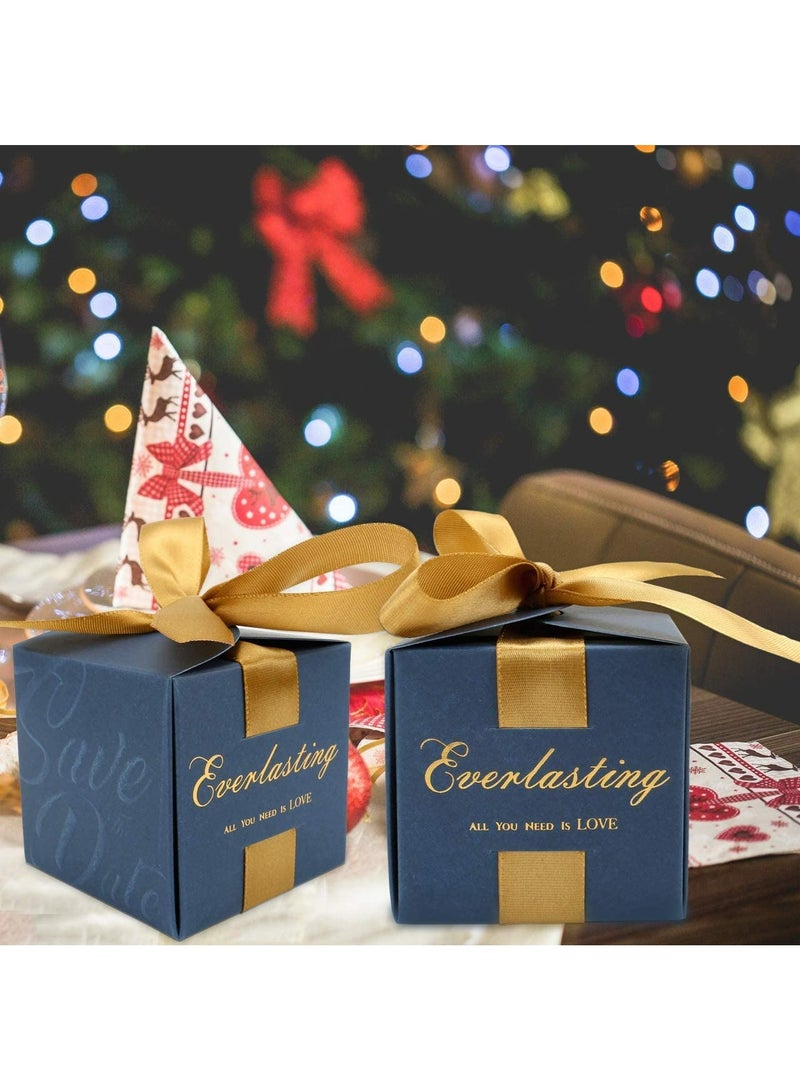 Creative Candy Favor Boxes, 20Pcs for Birthday and Wedding Parties, Gift Boxes with Ribbon for Baby Showers and Celebrations, Elegant Square Design for Special Events - Image 5