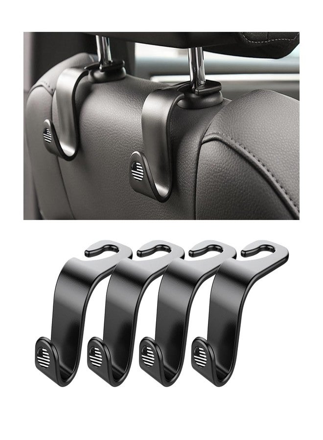 Hanemia 4PCS Car Seat Headrest Hooks, Auto Back Seat Hanger Holder, Durable Stylish Vehicle Organizer Universal Car Interior Accessories, Storage Hooks for Purses, Bags, Clothes, Hats (Black/Black Flag) - Image 1