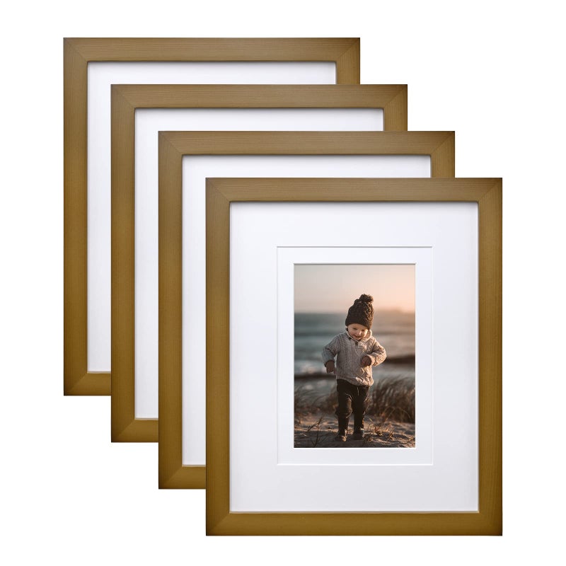 KINLINK 8x10 Picture Frames Brown - Wood Frames with Acrylic Plexiglass for Pictures 4x6/5x7 with Mat or 8x10 without Mat  Tabletop and Wall Mounting Display  Set of 4 - Image 1
