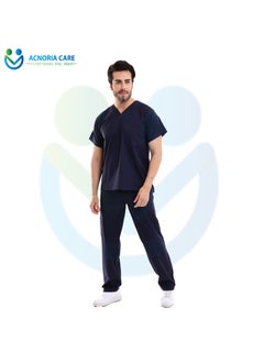 ACNORIA CARE Men's Medical Scrubs Consisting Of Two Pieces A 100% Cotton Blouse And Pants Dark Blue Color - Size XL - From Acnoria Care  - Image 3