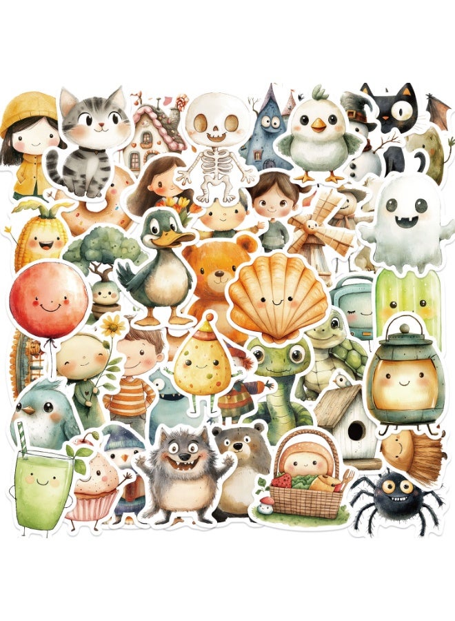 NIBEMINENT 50 Pcs Cute Minimalist Characters Deco Kit Waterproof Stickers, High Definition Printing Bright Colors, Suitable for Laptop Skateboard Luggage Water Bottle Guitar DIY - Image 1