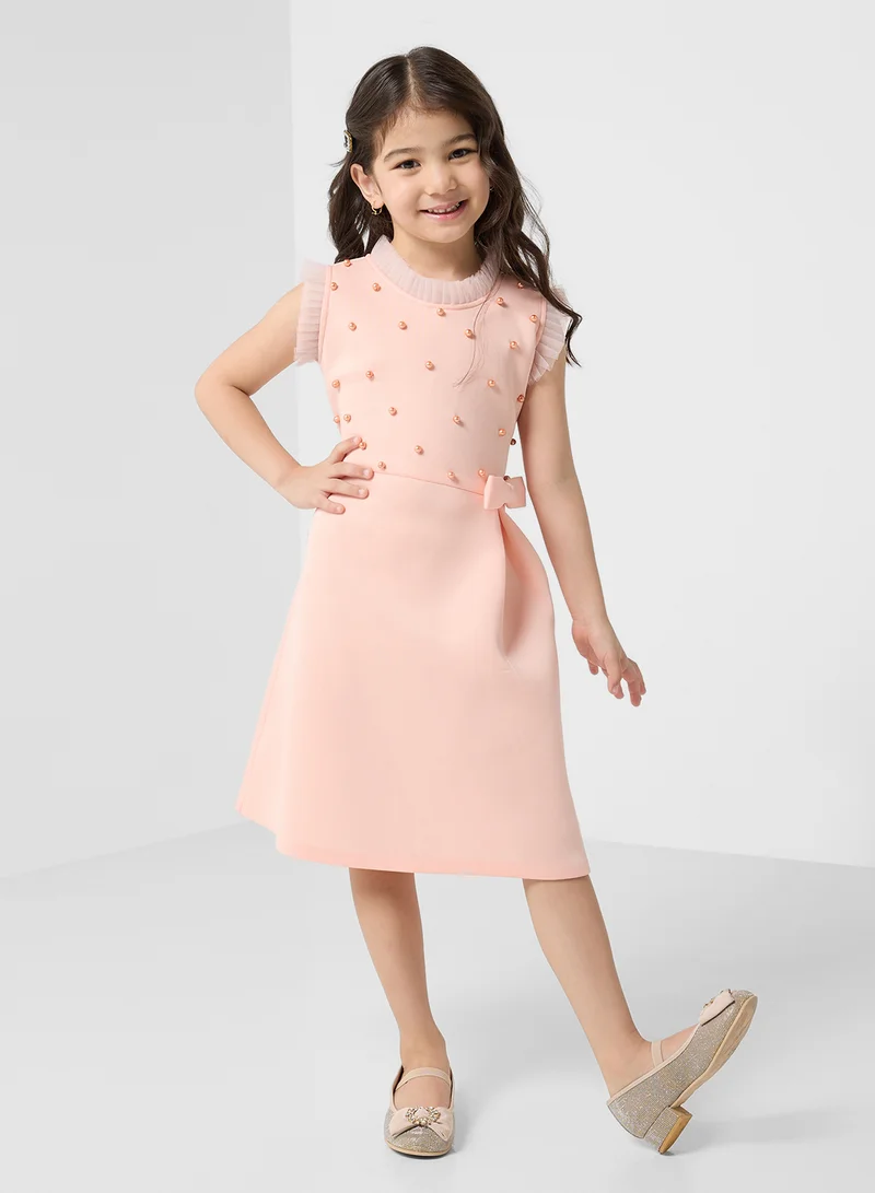 ليتل جولدن ابل Little With Pearl Detailed Dress