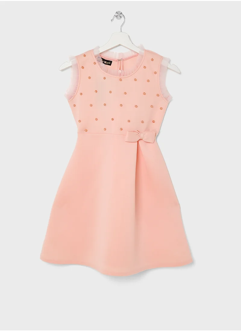 ليتل جولدن ابل Little With Pearl Detailed Dress