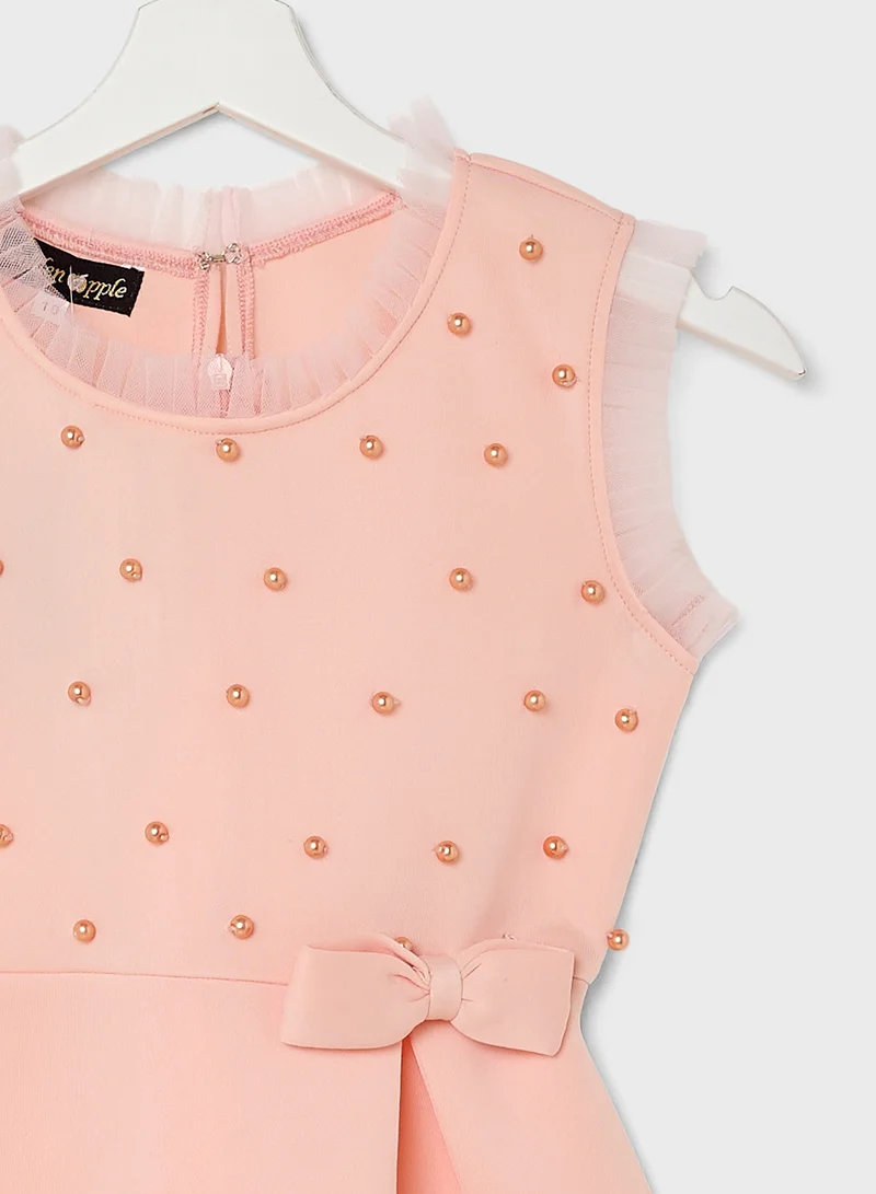 ليتل جولدن ابل Little With Pearl Detailed Dress