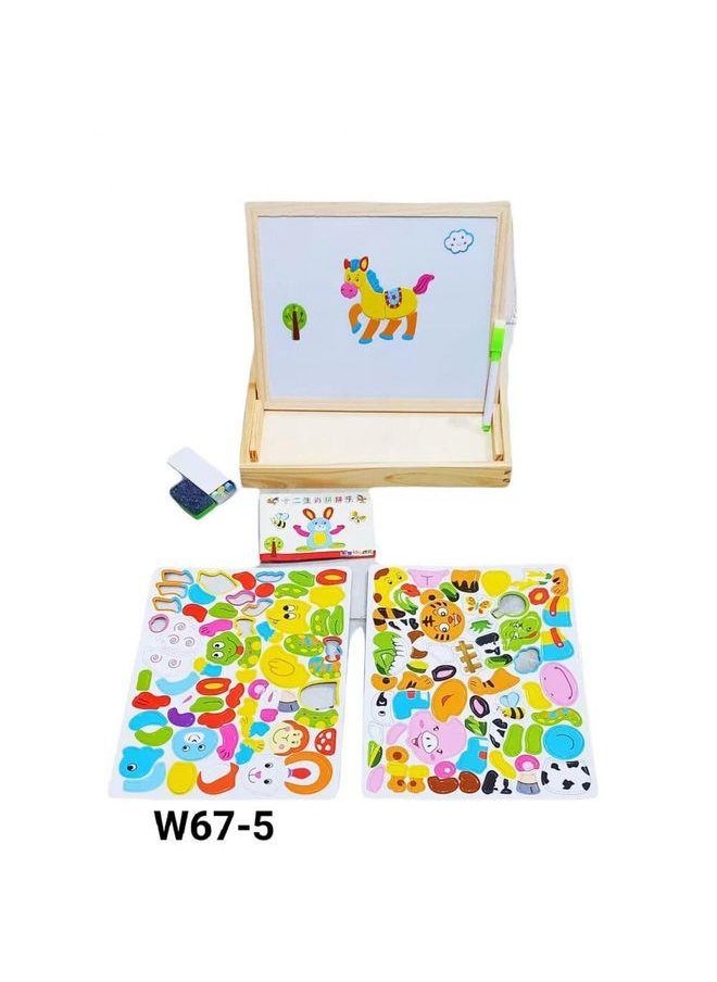 Horse Whiteboard With Magnetic Shapes For Kids With Chalk - W67-5  - Image 2
