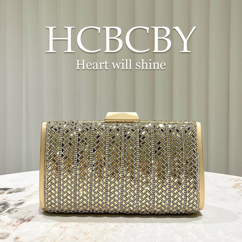 Golden Glitter Luxury Rhinestone Decoration Small Handbag Classic Square Evening Bag Women'S Fashionable Elegant Clutch - Image 1