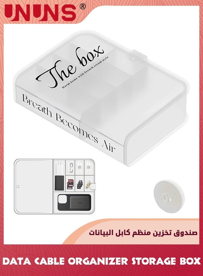 يو إن يو إن أس Charger Cable Cord Storage Organizer,8 Grids Book Style Desk Drawer Accessories Organizers,With A Bundle Of Straps,Clear - Image 1