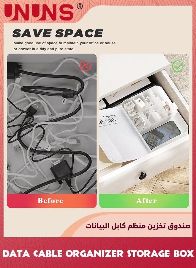 يو إن يو إن أس Charger Cable Cord Storage Organizer,8 Grids Book Style Desk Drawer Accessories Organizers,With A Bundle Of Straps,Clear - Image 5
