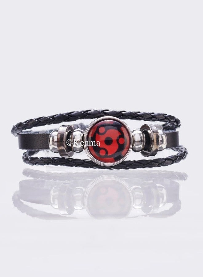 KENMA Unisex Child Anime Ninja Madara Eternal Mangekyou Cosplay Braided Leather Bracelet Sharingan Eye Bracelet (Madara Eternal Mangekyou Sharingan) - Image 5