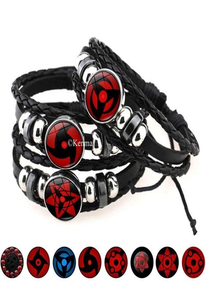 KENMA Unisex Child Anime Ninja Madara Eternal Mangekyou Cosplay Braided Leather Bracelet Sharingan Eye Bracelet (Madara Eternal Mangekyou Sharingan) - Image 4
