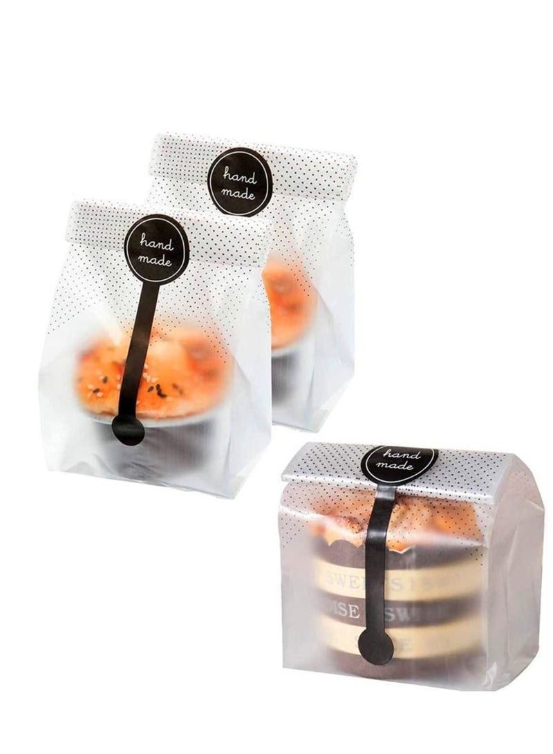 Y&D Pastry Packaging, 100 Pcs Bread Packaging Bags, Hand Made Stickers, Snack Cellophane Bags for Cookie Cake Chocolate Candy Bakery Part - Image 1