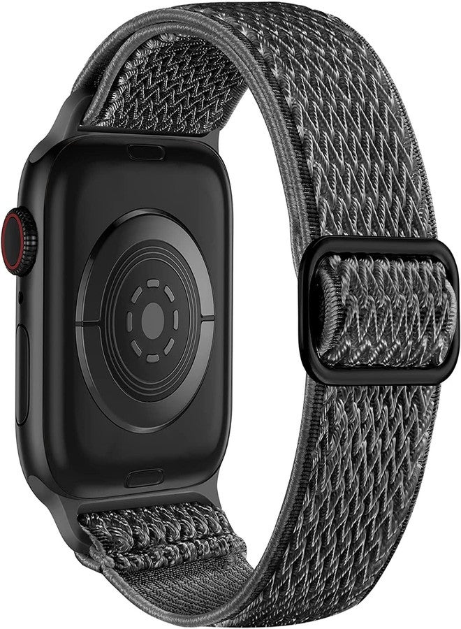 Lerobo Stretchy Solo Loop Nylon Bands Compatible with Apple Watch 41mm 40mm 38mm 45mm 44mm 42mm Women Men,Soft Adjustable Sport Replacement Elastic Band for iWatch SE Series 7 6 5 4 3 2 1 Deep Gray - Image 1