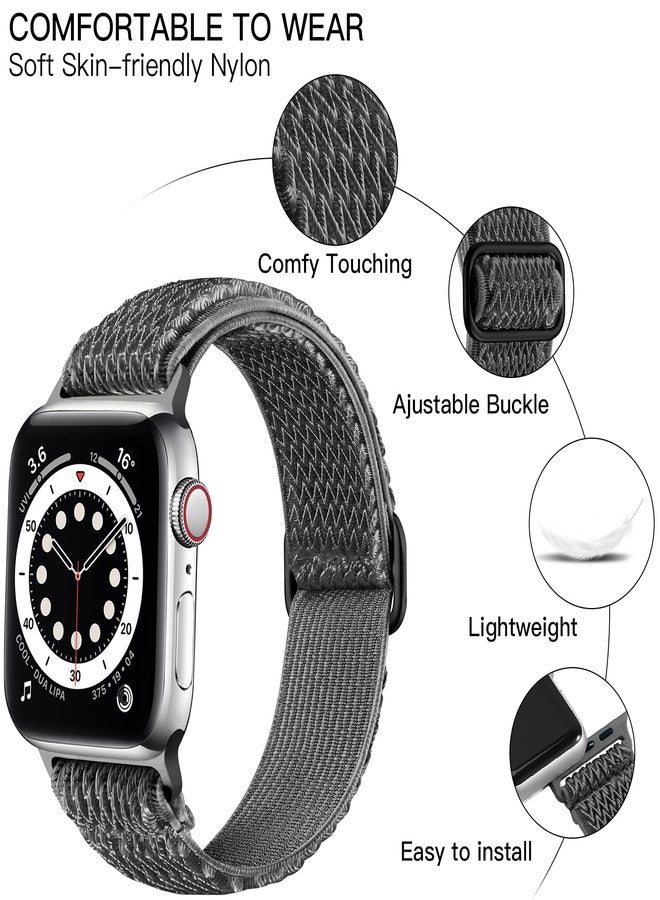 Lerobo Stretchy Solo Loop Nylon Bands Compatible with Apple Watch 41mm 40mm 38mm 45mm 44mm 42mm Women Men,Soft Adjustable Sport Replacement Elastic Band for iWatch SE Series 7 6 5 4 3 2 1 Deep Gray - Image 2