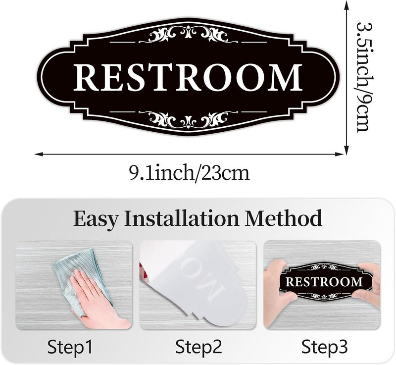 LUHIMO Restroom Sign for Business and Home，Self-adhesive Unisex Bathroom Sign Sticker，Waterproof Vinyl Toilet Decor for House，Office，Shop，Door（Black） - Image 2