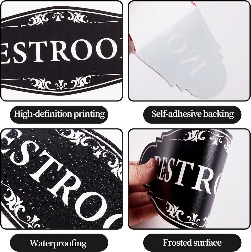 LUHIMO Restroom Sign for Business and Home，Self-adhesive Unisex Bathroom Sign Sticker，Waterproof Vinyl Toilet Decor for House，Office，Shop，Door（Black） - Image 4