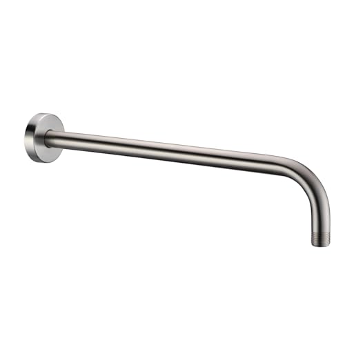 Purelux Shower Extension Extra Long Stainless Steel Shower Arm Water Outlet PJ1602 with Flange, Brushed Nickel 16 Inches - Image 1