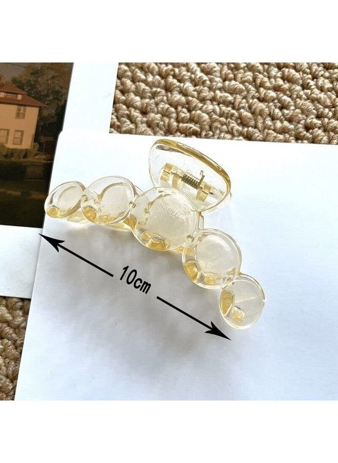 ANNACREATIONS - Fashionable Fancy Korean Stylish Large Circle Transparent Hair Clips Big Size Thick Hair On Slip Strong Hold Claw Clutches Hair Accessories For Women Girl (Pack Of 6) - Image 1