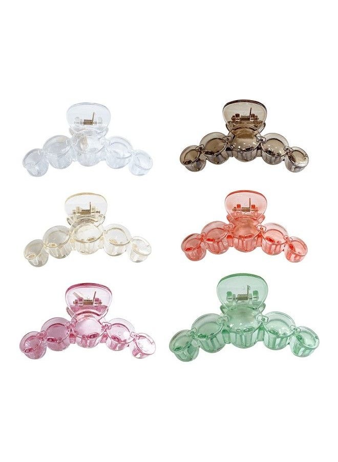 ANNACREATIONS - Fashionable Fancy Korean Stylish Large Circle Transparent Hair Clips Big Size Thick Hair On Slip Strong Hold Claw Clutches Hair Accessories For Women Girl (Pack Of 6) - Image 1