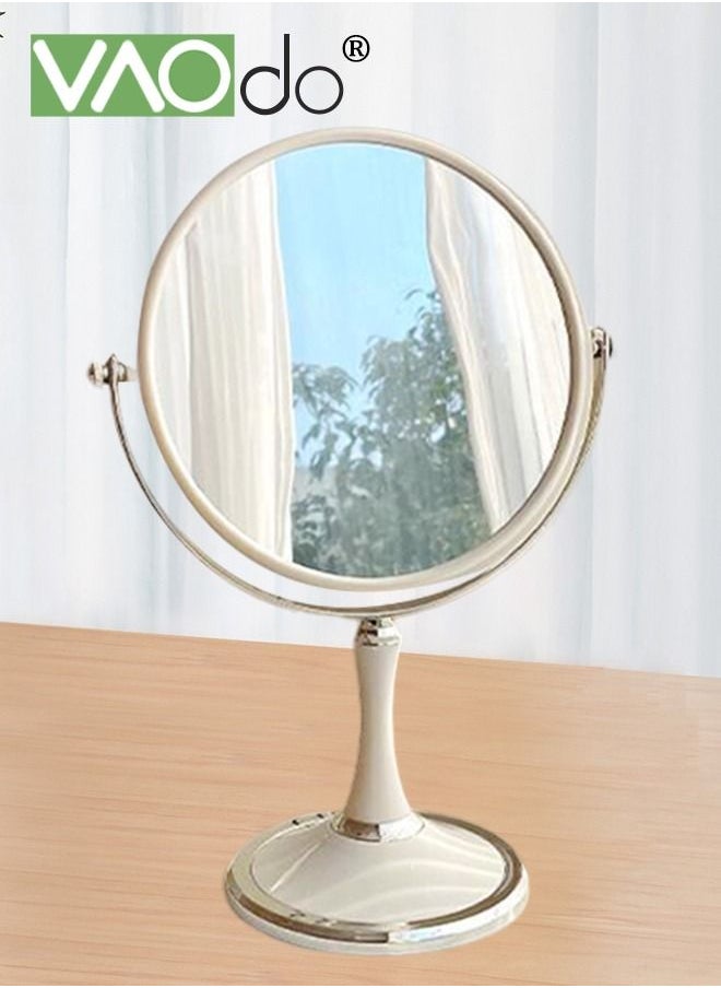 VAOdo - Double-Sided Makeup Mirror 3 Times Magnification On One Side 360° Rotation Detachable Base Hand-Held Desktop Mirror With Bracket Bathroom Shaving Standing Portable Mirror 23*33.5*13CM - Image 1