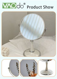 VAOdo Double-Sided Makeup Mirror 3 Times Magnification On One Side 360° Rotation Detachable Base Hand-Held Desktop Mirror With Bracket Bathroom Shaving Standing Portable Mirror 23*33.5*13CM  - Image 4