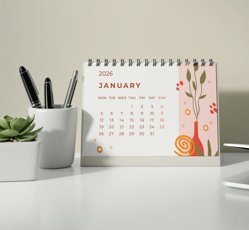 True Flair Trueflair Table Desk Calendar 2026, A5 Size, For Home And Office Use, Study Planner And Daily Tracking Organiser (Design 5) - Image 1