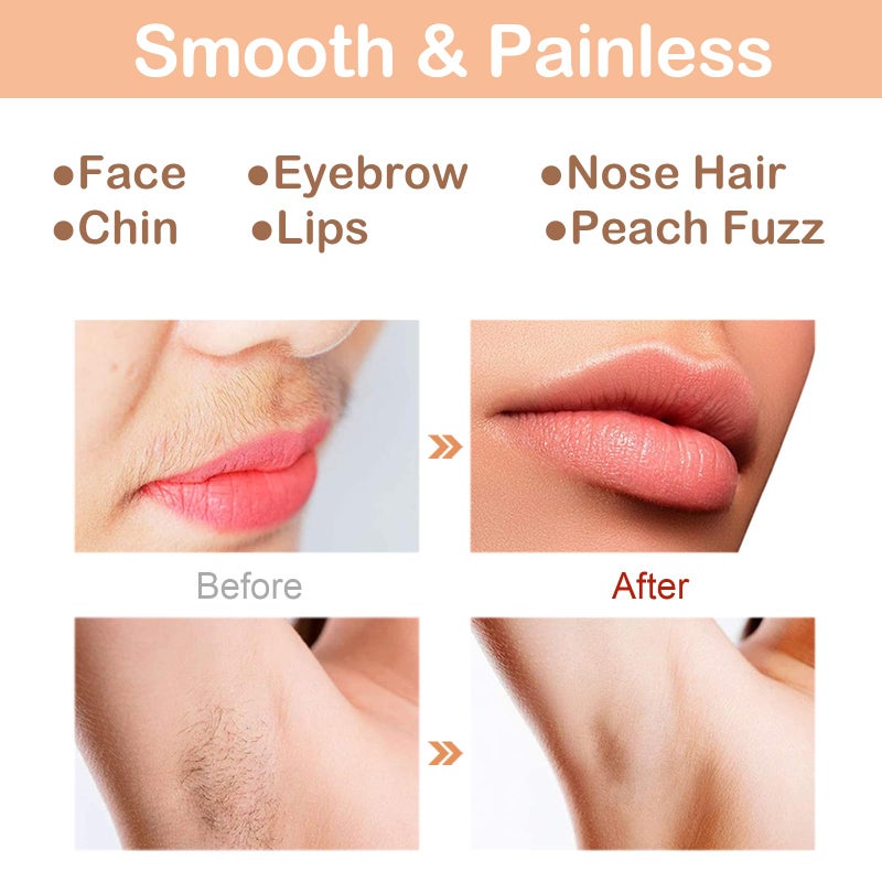 Evolvique Facial Hair Removal Eyebrow Trimmer - Facial Shaver Device 2 In 1 Remover For Face Peach Fuzz Eyebrow Nose Ear Hair Chin Lips Armpit With Led Light Rechargeable For Women Men Travel Size (Gold) - Image 3