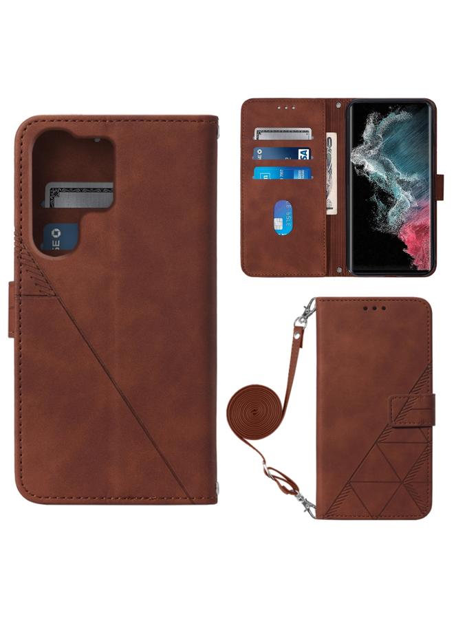 اس-توب جراب لهاتف Samsung Galaxy S23 Ultra 5G Crossbody مصنوع من الجلد المنقوش ثلاثي الأبعاد - Image 1