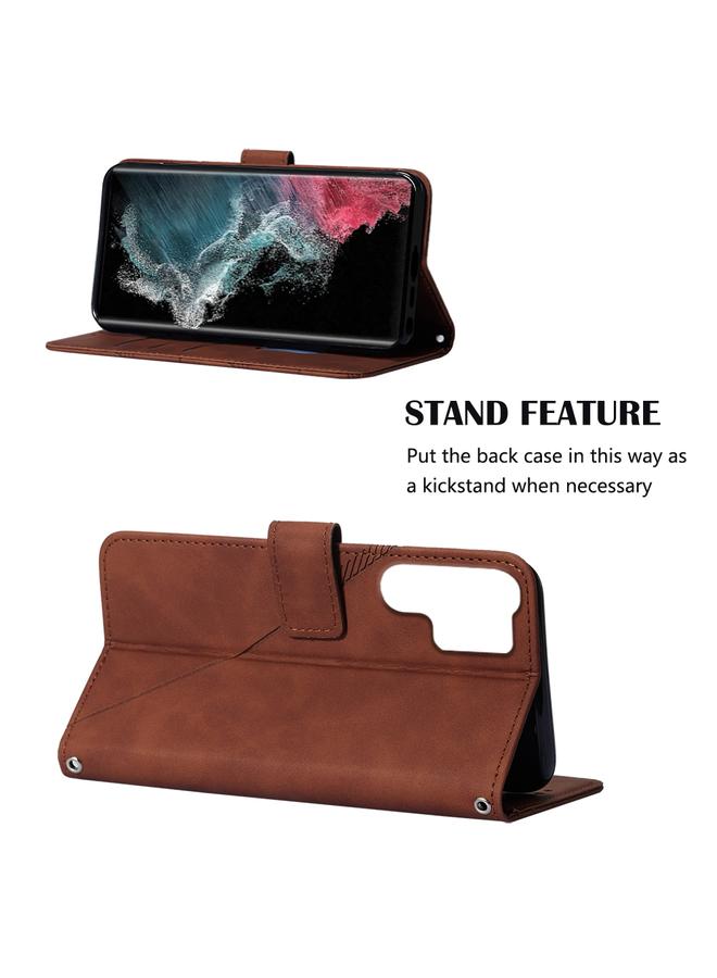 اس-توب جراب لهاتف Samsung Galaxy S23 Ultra 5G Crossbody مصنوع من الجلد المنقوش ثلاثي الأبعاد - Image 4