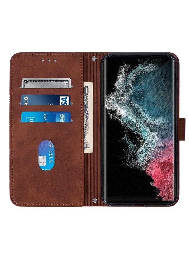 اس-توب جراب لهاتف Samsung Galaxy S23 Ultra 5G Crossbody مصنوع من الجلد المنقوش ثلاثي الأبعاد - Image 5