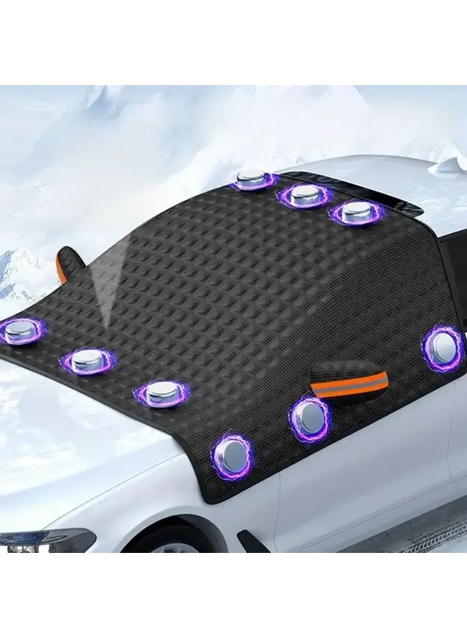 12 Magnetic Black Snowproof Windshield Shade Cover With Reflective Strips For Winter - Image 3