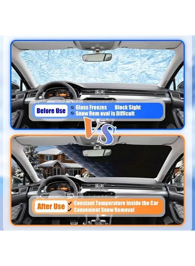 12 Magnetic Black Snowproof Windshield Shade Cover With Reflective Strips For Winter - Image 5