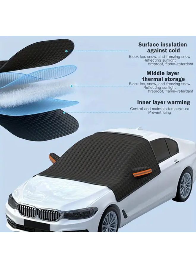12 Magnetic Black Snowproof Windshield Shade Cover With Reflective Strips For Winter - Image 1