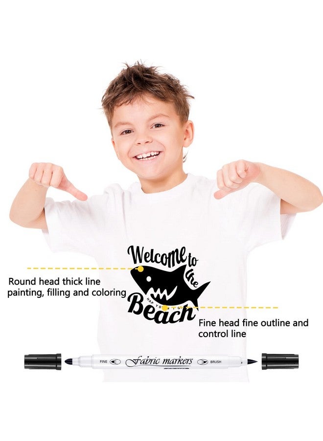 Tinlade 6 Pcs Fabric Markers For Clothes Fabric Paint Markers Permanent Dual Fabric Paint Pens Kit No Bleed Diy Fabric Pens Double Ended Art Markers Pens For Costumes T Shirt Clothes Bags (Black) - Image 4