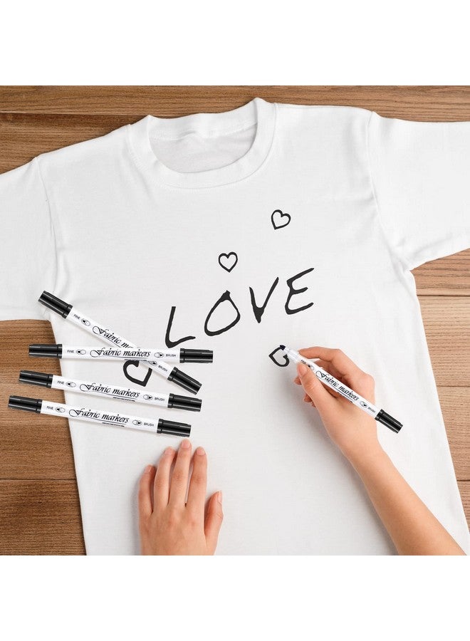 Tinlade 6 Pcs Fabric Markers For Clothes Fabric Paint Markers Permanent Dual Fabric Paint Pens Kit No Bleed Diy Fabric Pens Double Ended Art Markers Pens For Costumes T Shirt Clothes Bags (Black) - Image 3