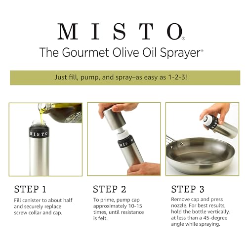 Misto Aluminum Oil Sprayer, Set of 2, Versatile Refillable Aerosol Sprayers for Olive Oil, Vinegar, Lemon Juice, Dressings, and More, Ideal for Cooking, BBQ, and Air Fryers - Image 4
