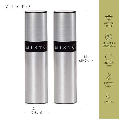 Misto Aluminum Oil Sprayer, Set of 2, Versatile Refillable Aerosol Sprayers for Olive Oil, Vinegar, Lemon Juice, Dressings, and More, Ideal for Cooking, BBQ, and Air Fryers - Image 5