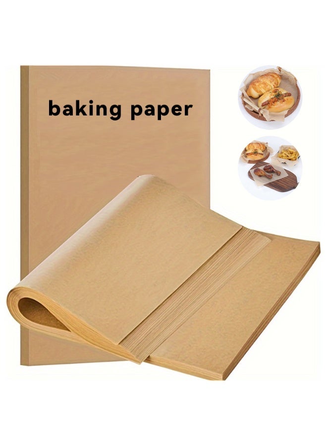 100pcs.Parchment Paper Baking Sheets Double Sided Silicone Coated Oil Proof Paper Unbleached Wood Pulp Non Stick Baking Paper for Oven Air Fryer Steamer BBQ Grill Baking Accessories - Image 1