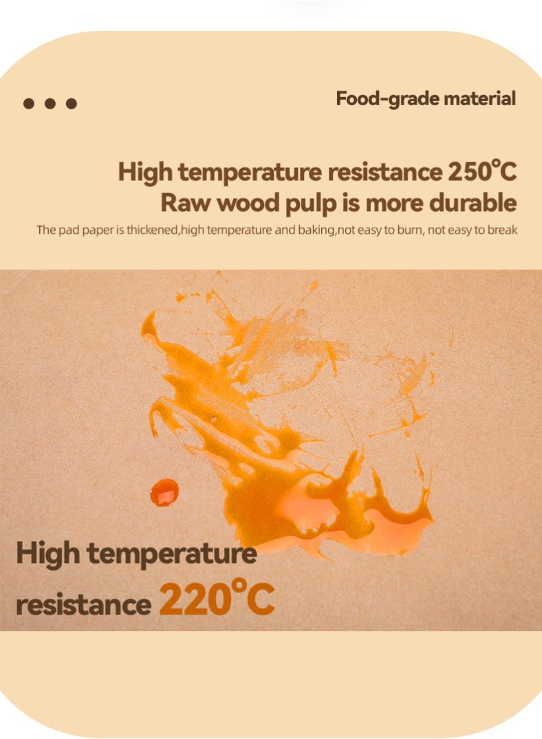 100pcs.Parchment Paper Baking Sheets Double Sided Silicone Coated Oil Proof Paper Unbleached Wood Pulp Non Stick Baking Paper for Oven Air Fryer Steamer BBQ Grill Baking Accessories - Image 2