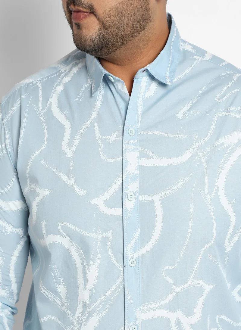 Instafab Plus Men's Light Blue Faded Strokes Shirt