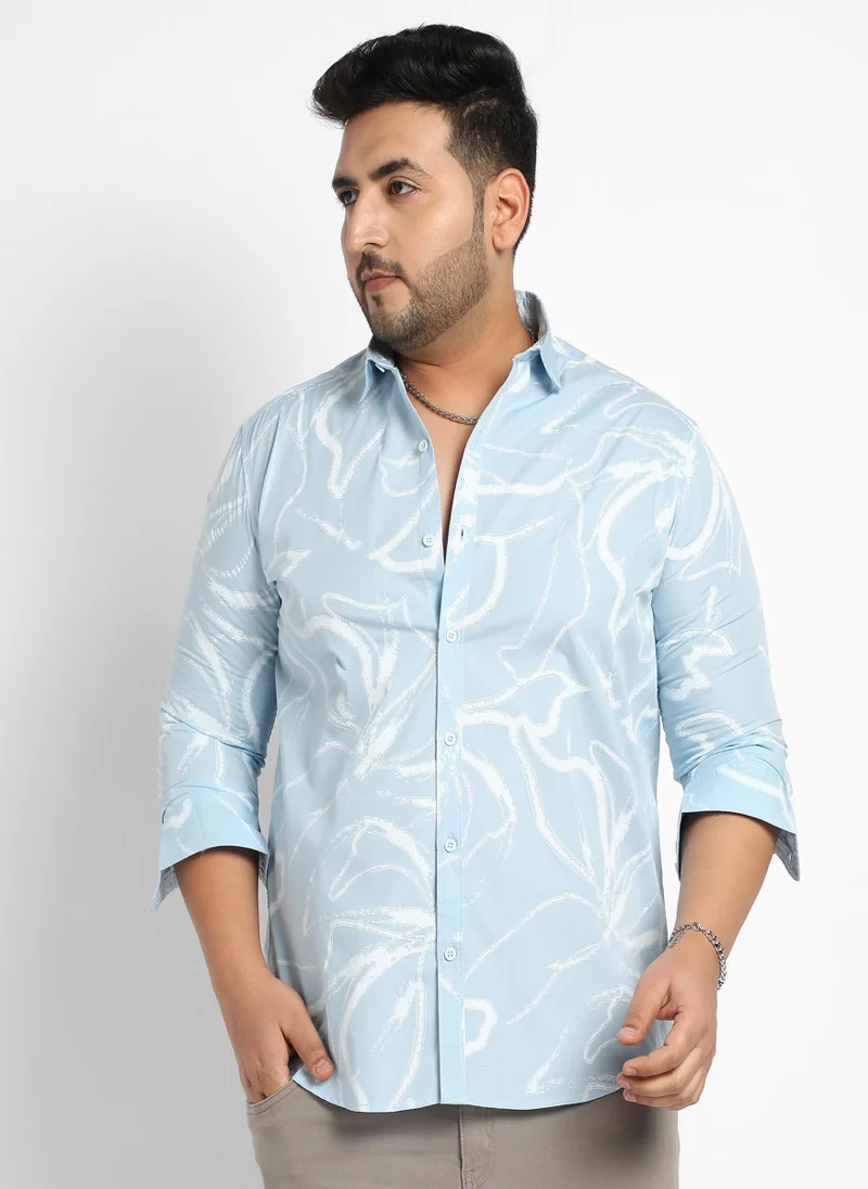 Instafab Plus Men's Light Blue Faded Strokes Shirt