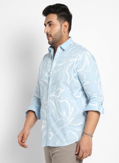 Instafab Plus Men's Light Blue Faded Strokes Shirt  - Image 3