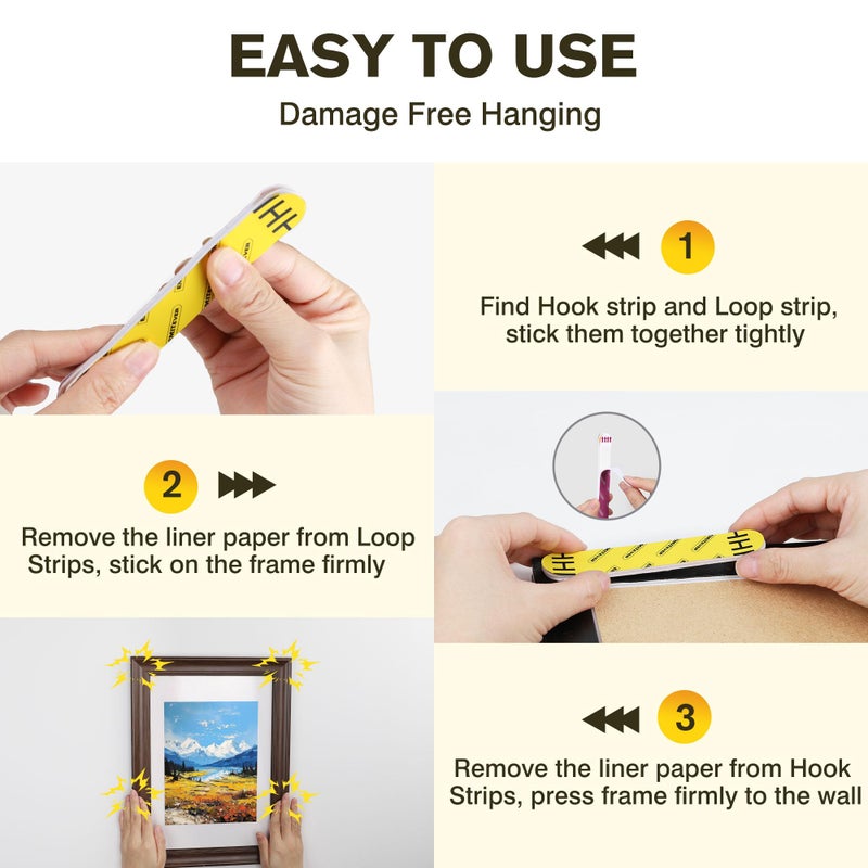 EMITEVER Picture Hanging Strips Heavy Duty, Damage Free Picture Hangers for Walls, Hanging Hooks Kit Without Nails, Large Adhesive Wall Strip for Poster Sticky 20-Pairs (40 Strips) - Image 5