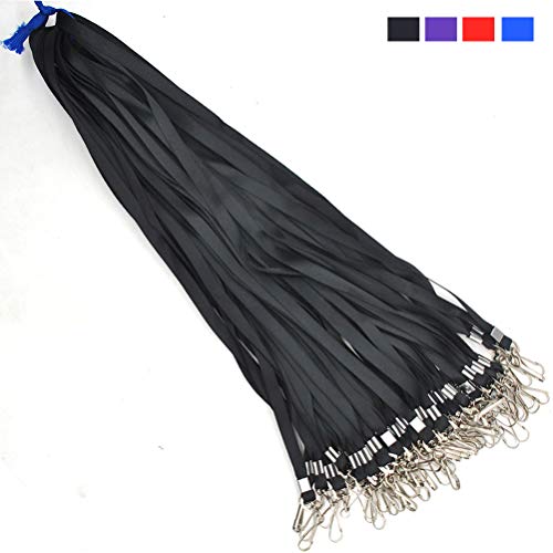 Beebel Black Lanyard Bulk Lanyards for Id Badges Flat Lanyard with Badge Clip Swivel Hook 50 Pack - Image 4